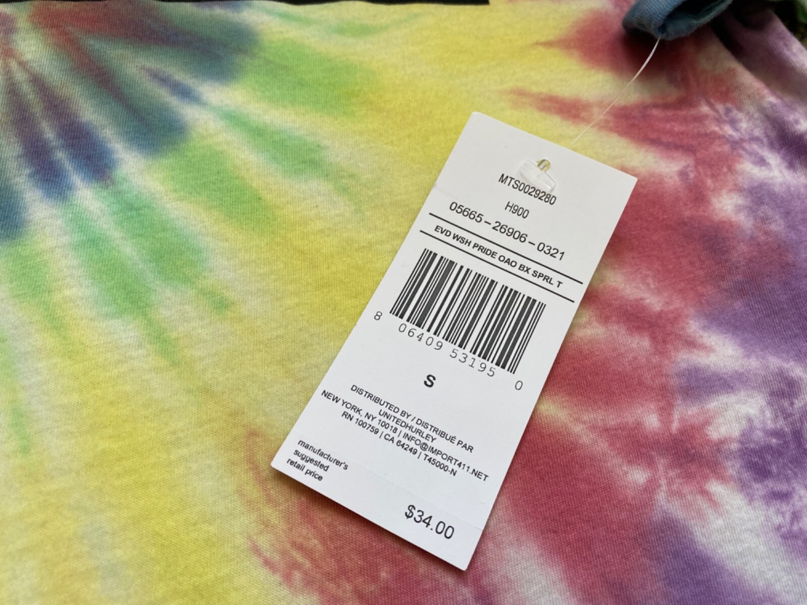 $34 BRAND NEW HURLEY MENS TEE T SHIRT TYE TIE DYE PRIDE MULTI COLOR RARE gallery