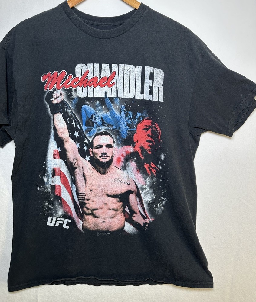 UFC MMA Michael Chandler Graphic Black T Shirt Mens Sz L – American Flag Octagon