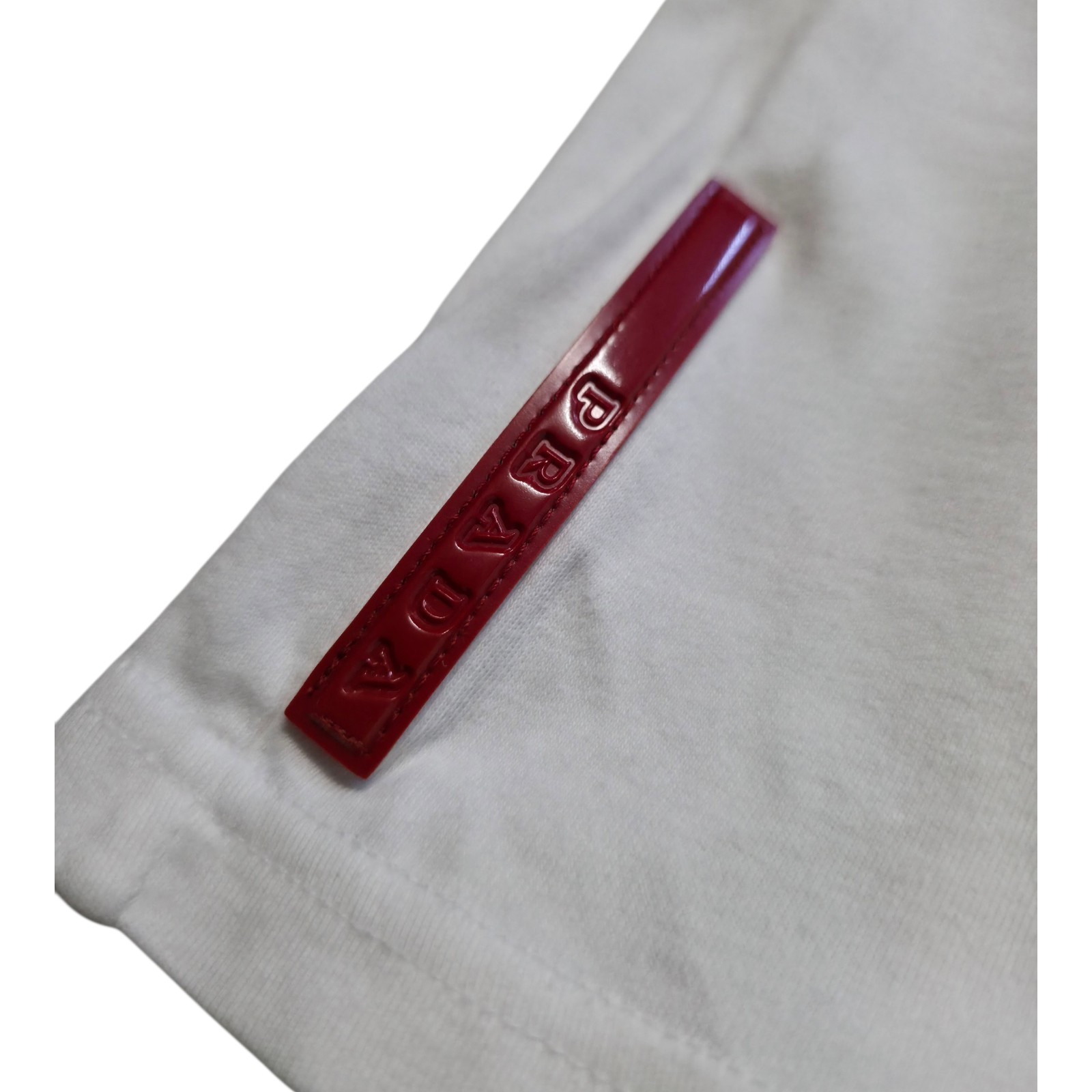 “Prada White LS Stretchable Polo Shirt Red Logo Patch” gallery