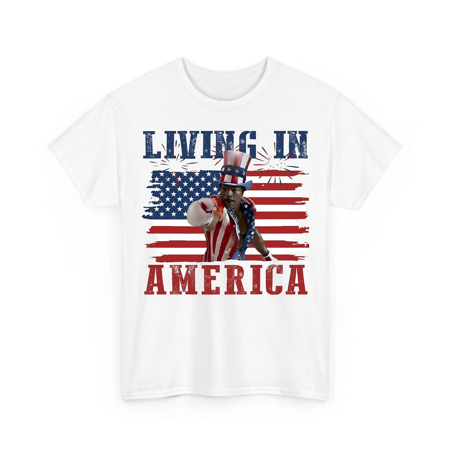 Apollo Creed Living In America T-shirt, Retro USA Shirt, 4th Of July Tee gallery