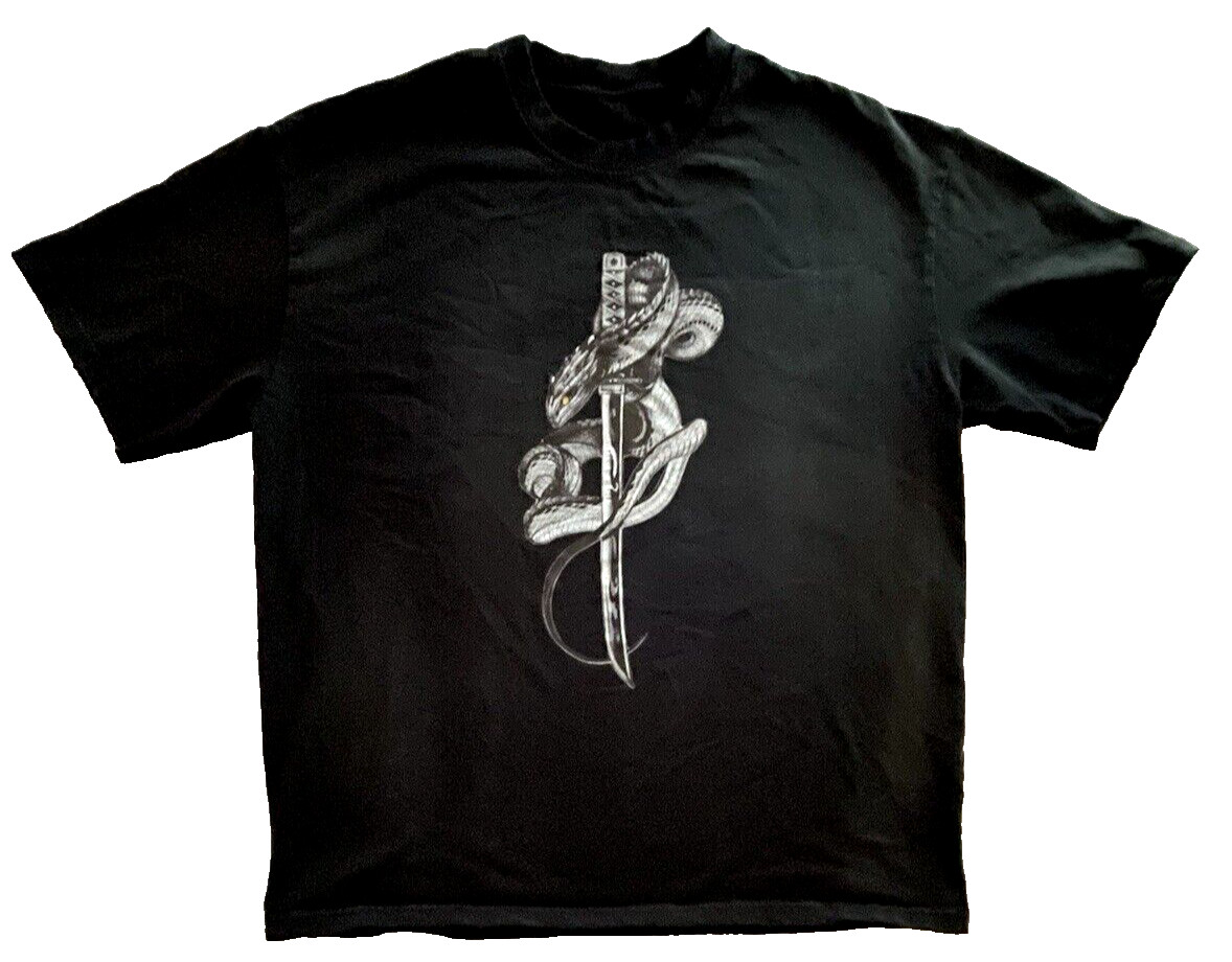 Snake Sword Mens XL Tee Shirt Black Grunge Biker We Are Not That Different Shirt