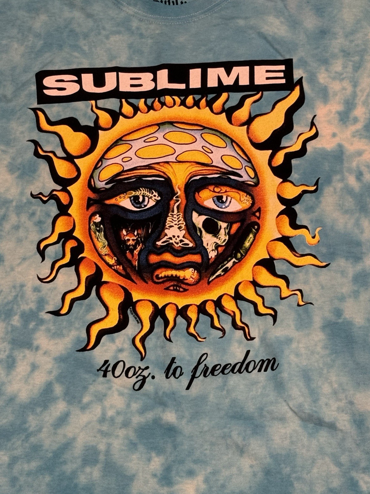 Sublime 40oz. To Freedom Long Beach Sun Face Blue Tie Dye T-Shirt Various Sizes gallery