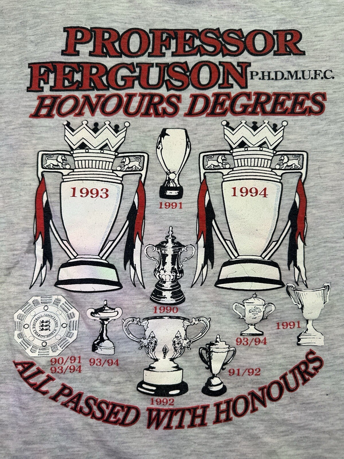 Vintage Old Trafford University T Shirt Double Sided EPL Manchester Unique gallery