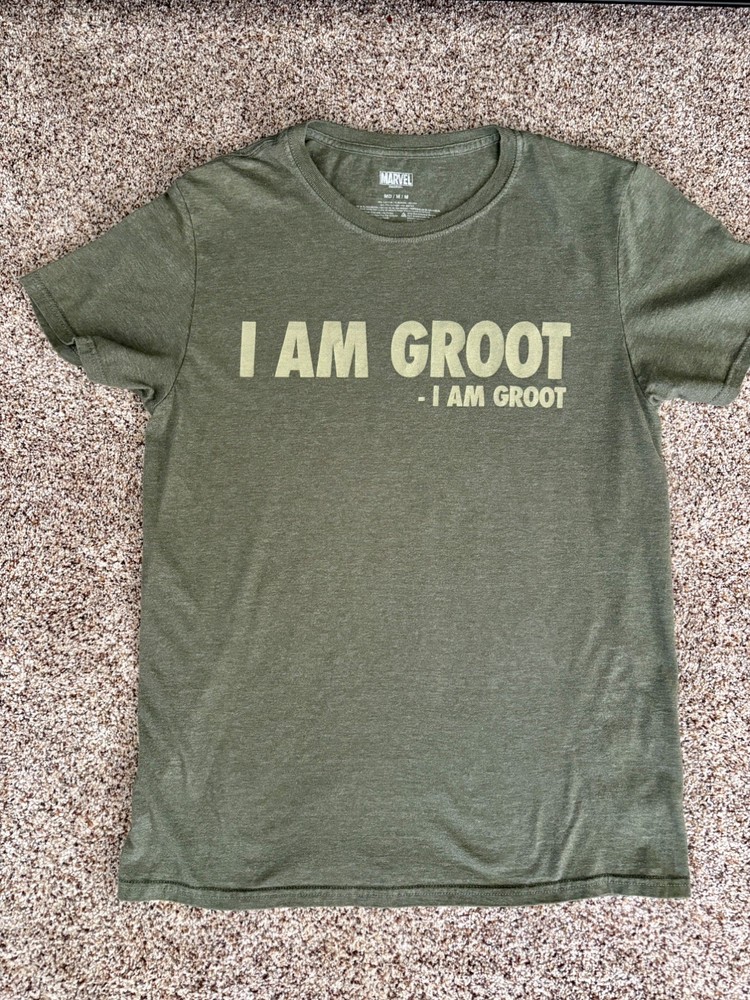 Marvel I Am Groot Unisex Olive Green Guardians Galaxy MCU Graphic T-Shirt, med