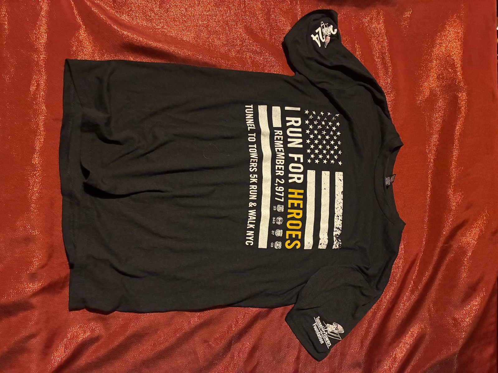 District T-Shirt Mens L I Run For Heroes Tunnel to Towers 5K Run 2014 Black gallery