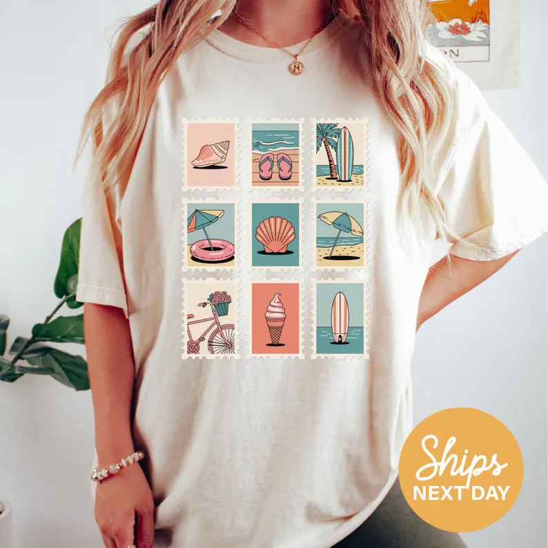 Vintage Beach Stamp Comfort Tee Summer Vacation Beach Lover gallery