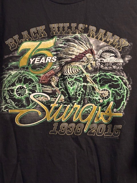 Sturgis Black Hills 75 Years Black Hills Rally 2015 Tshirt 2XL EUC Free Ship gallery