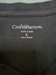 Croft & Barrow Easy Care All Black Fitted Crew Ribbed T-Shirt Men’s Large Y2K