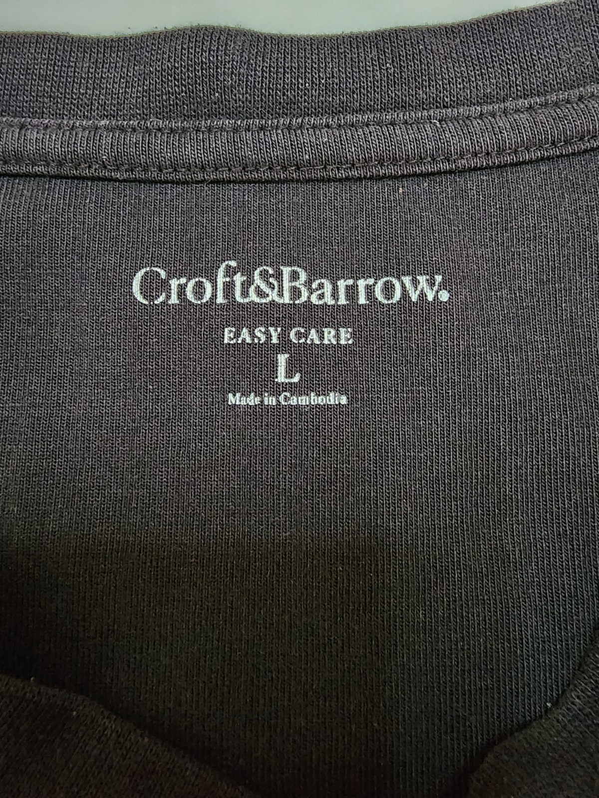 Croft & Barrow Easy Care All Black Fitted Crew Ribbed T-Shirt Men's Large Y2K gallery