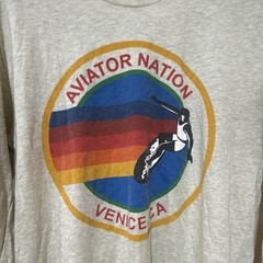 Aviator Nation Men’s Gray Venice CA Graphic Crew Neck Long Sleeve Tee M