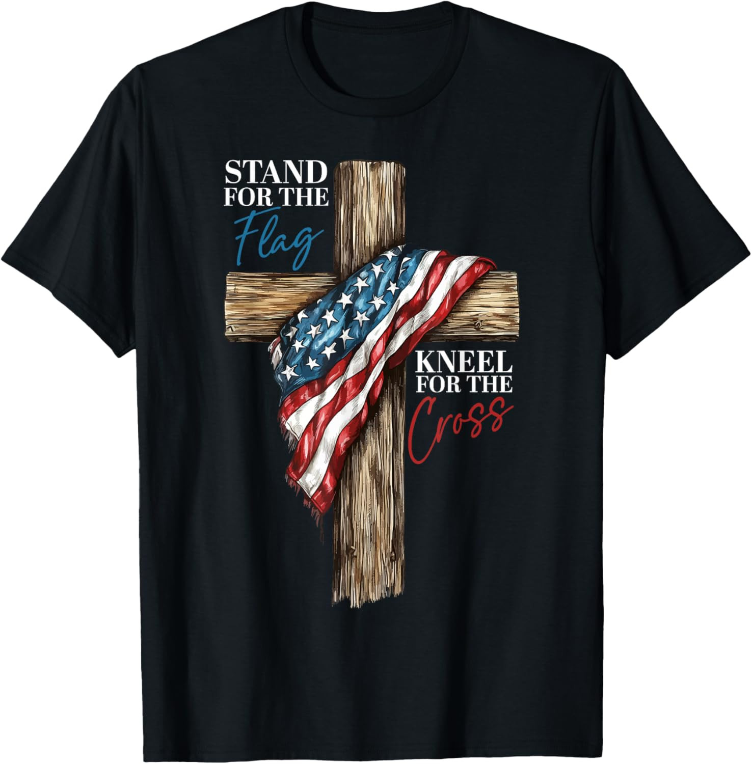 Stand for The Flag Kneel for The Cross Patriotic Faith T Shirt gallery