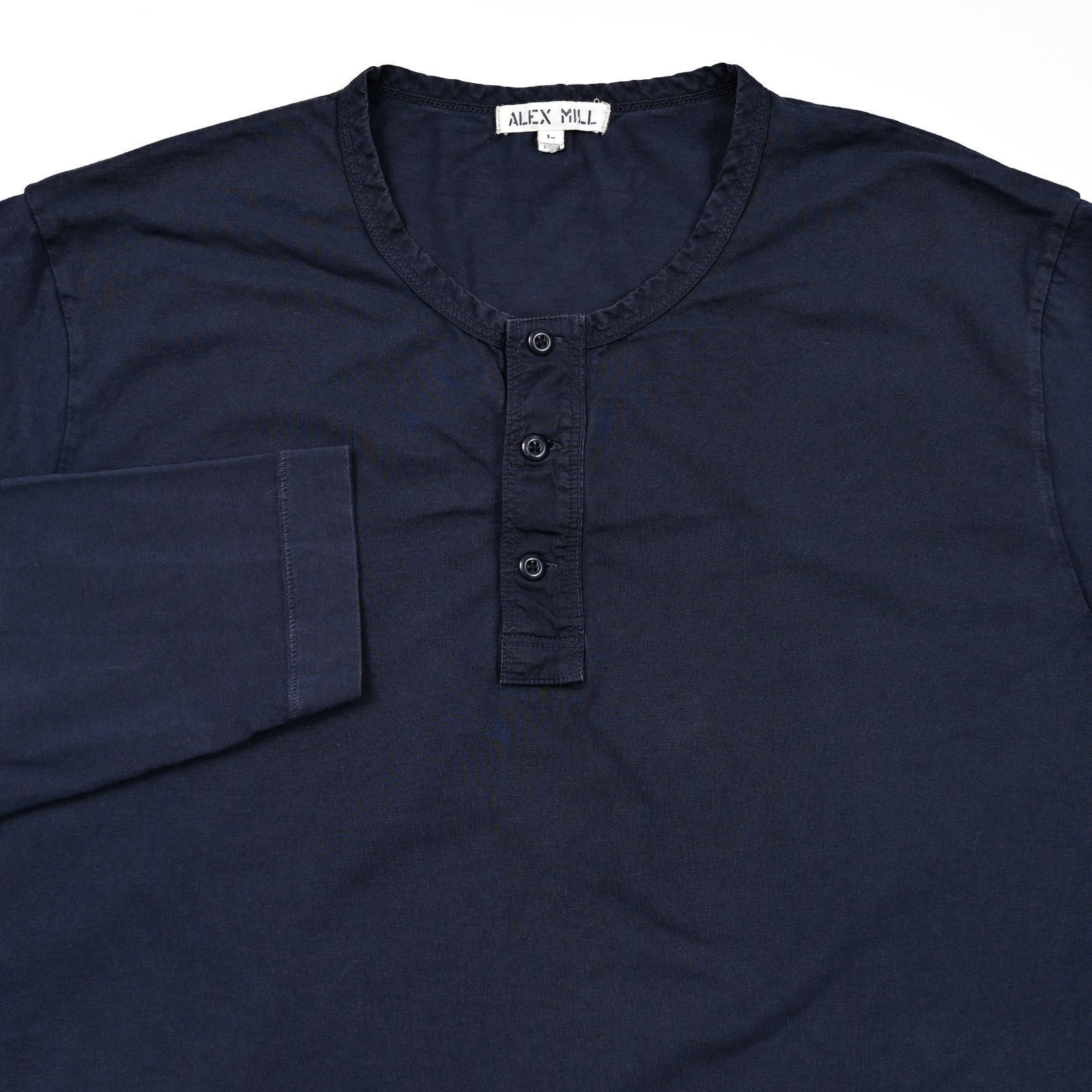 Alex Mill Henley Shirt Men's Large Blue 100% Cotton Long Sleeve Preppy 3 Button gallery