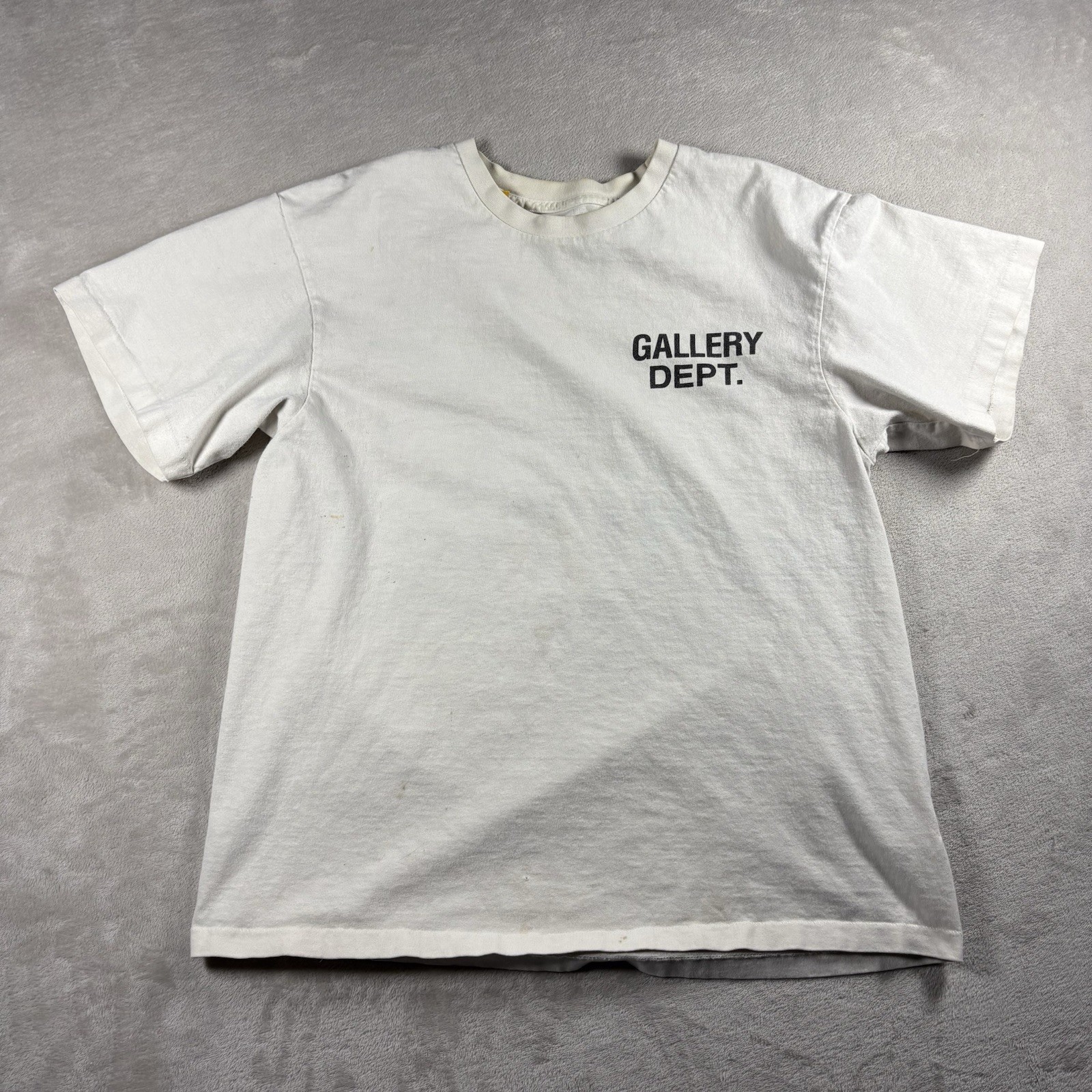 Gallery Dept Shirt Men’s S Beige Hollywood CA Double Sided Logo Streetwear #6A gallery