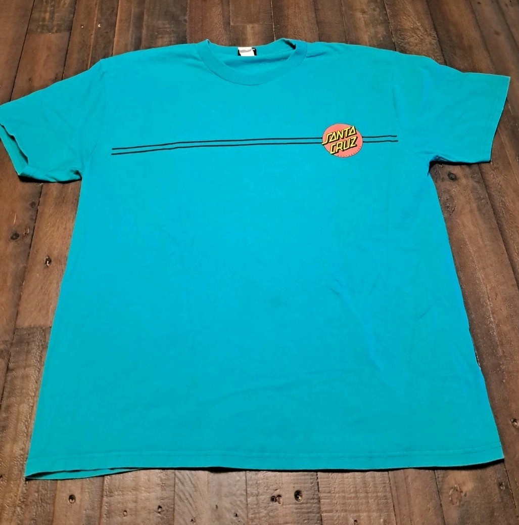 Santa Cruz Skateboards Men's XL Tee Shirt The Original aqua blue gallery