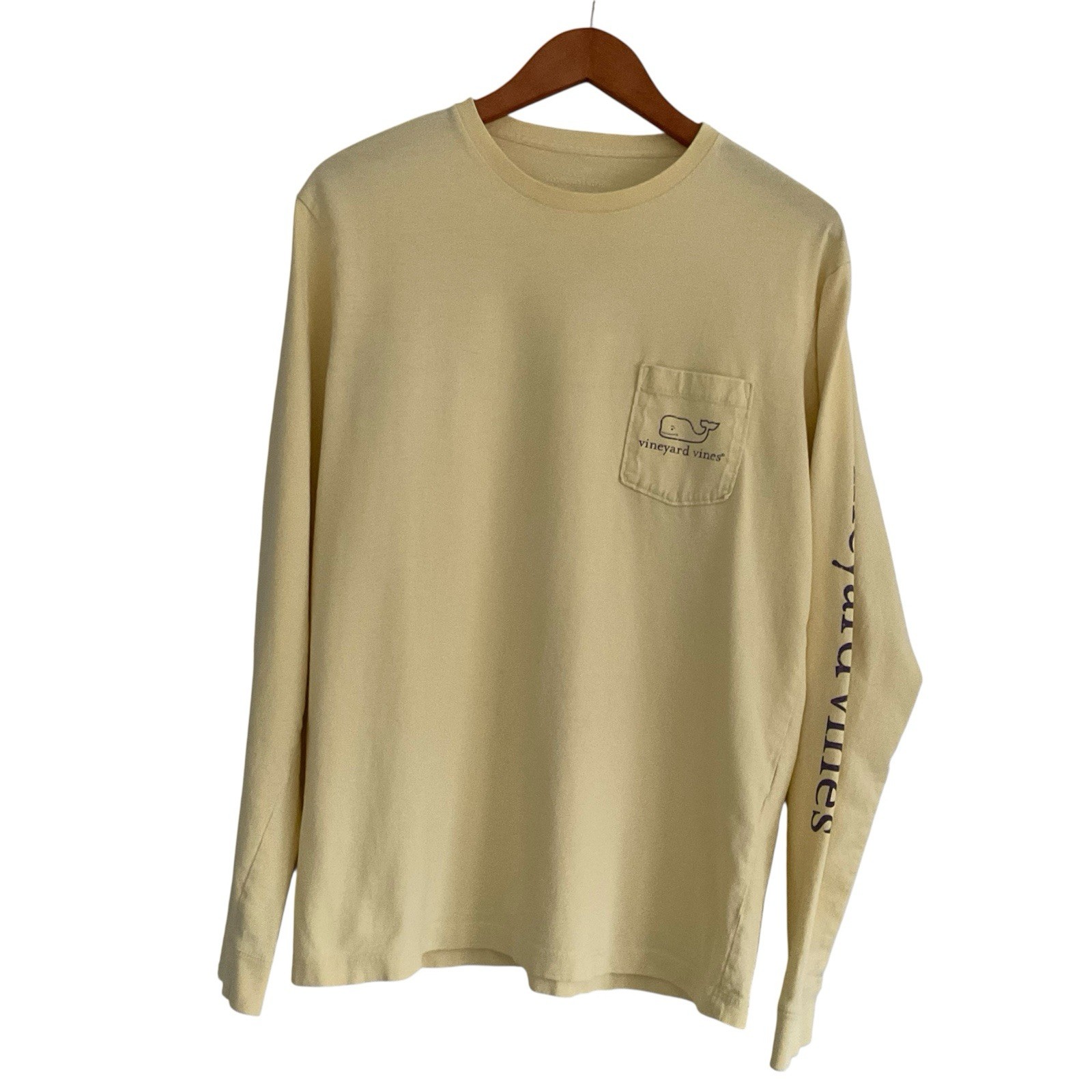 Vineyard Vines Long Sleeve Whale Pocket Tee Sz S Pale Yellow Coastal Everyday gallery