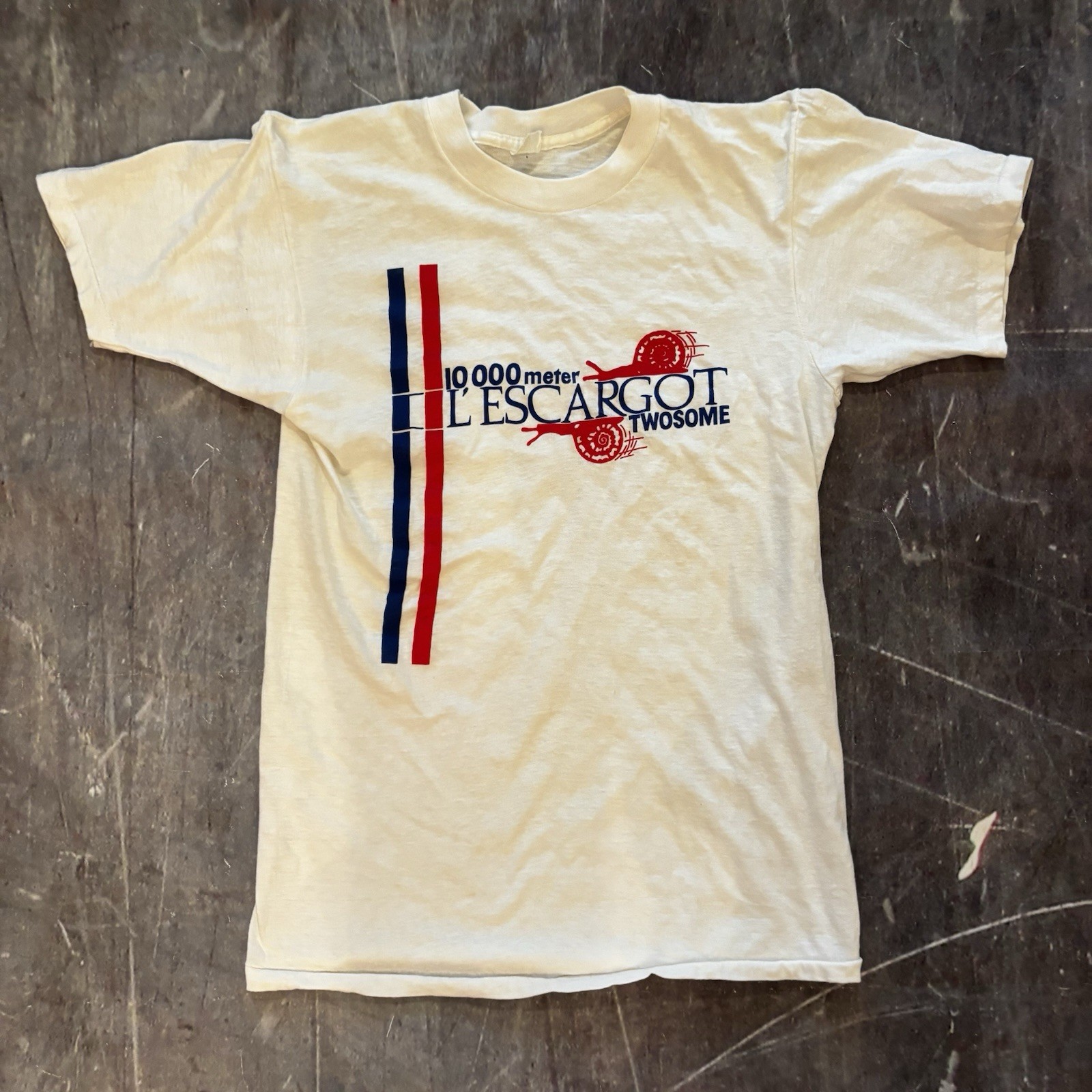 Vintage 70s Chicago France Snail Running Racing T-Shirt Paper Thin Med