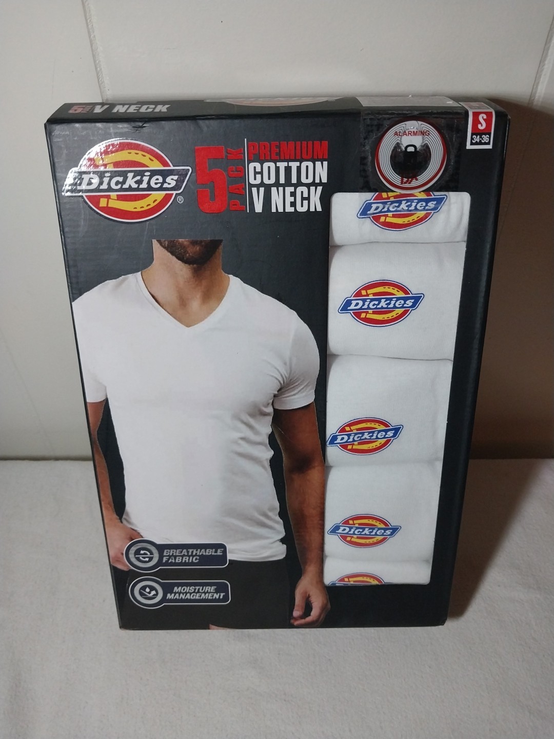 Dickies 5 Pack Undershirts Mens Small White V Neck Flex Fabric Breathable White