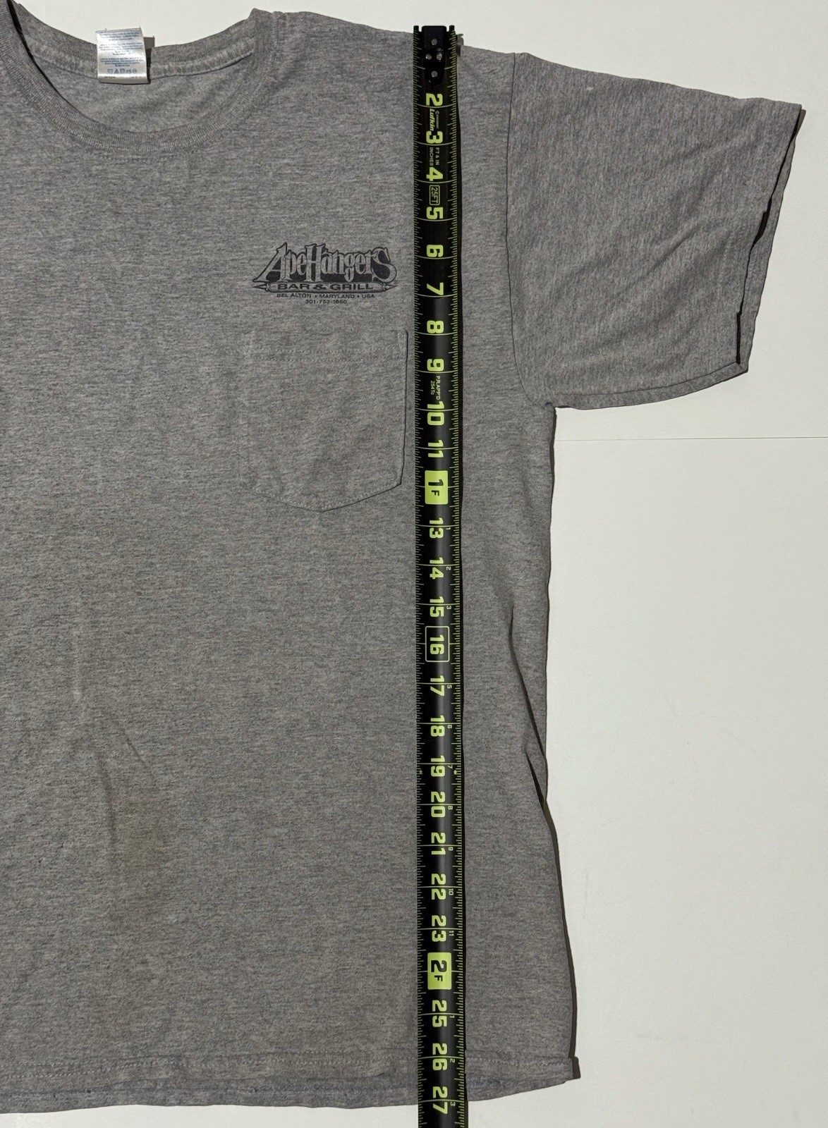 Ape Hangers Bar & Grill Distressed Gray Pocket T-Shirt Large (L) gallery