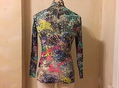 DSQUARED² SKIN MULTI PUNK ANIME HIGH NECK FULL FAUX TATTOO LONG SLEEVE SHIRT L