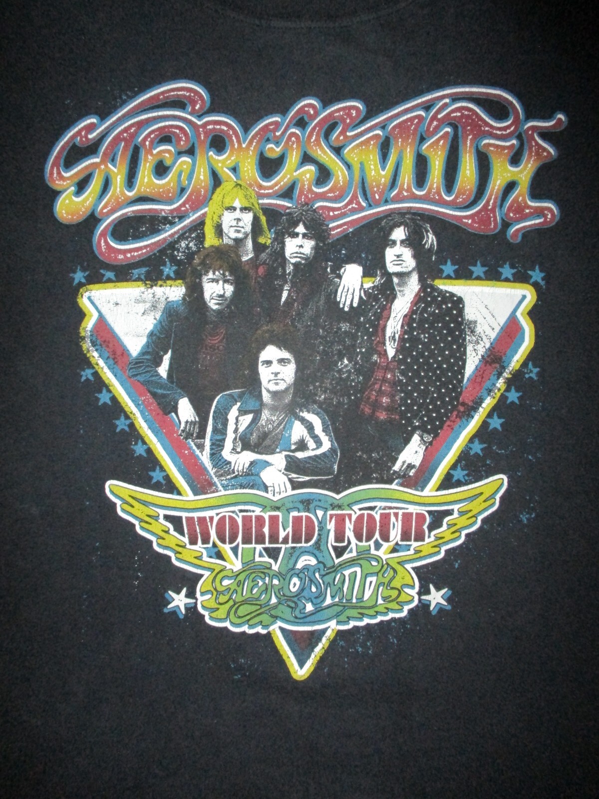 Retro AEROSMITH WORLD TOUR T SHIRT Dream On 70s Rock Concert Steven Tyler LARGE gallery