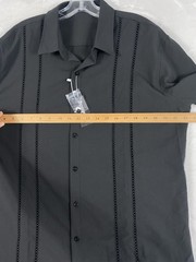 NWT Coofandy Button Up Shirt Men Sz L Black Long Sleeve Vacation Cuban