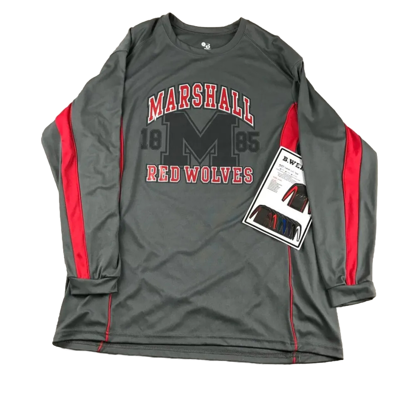 Marshall Red Wolves Shirt Mens Large Gray Long Sleeve Crew Neck Badger Tee NWT