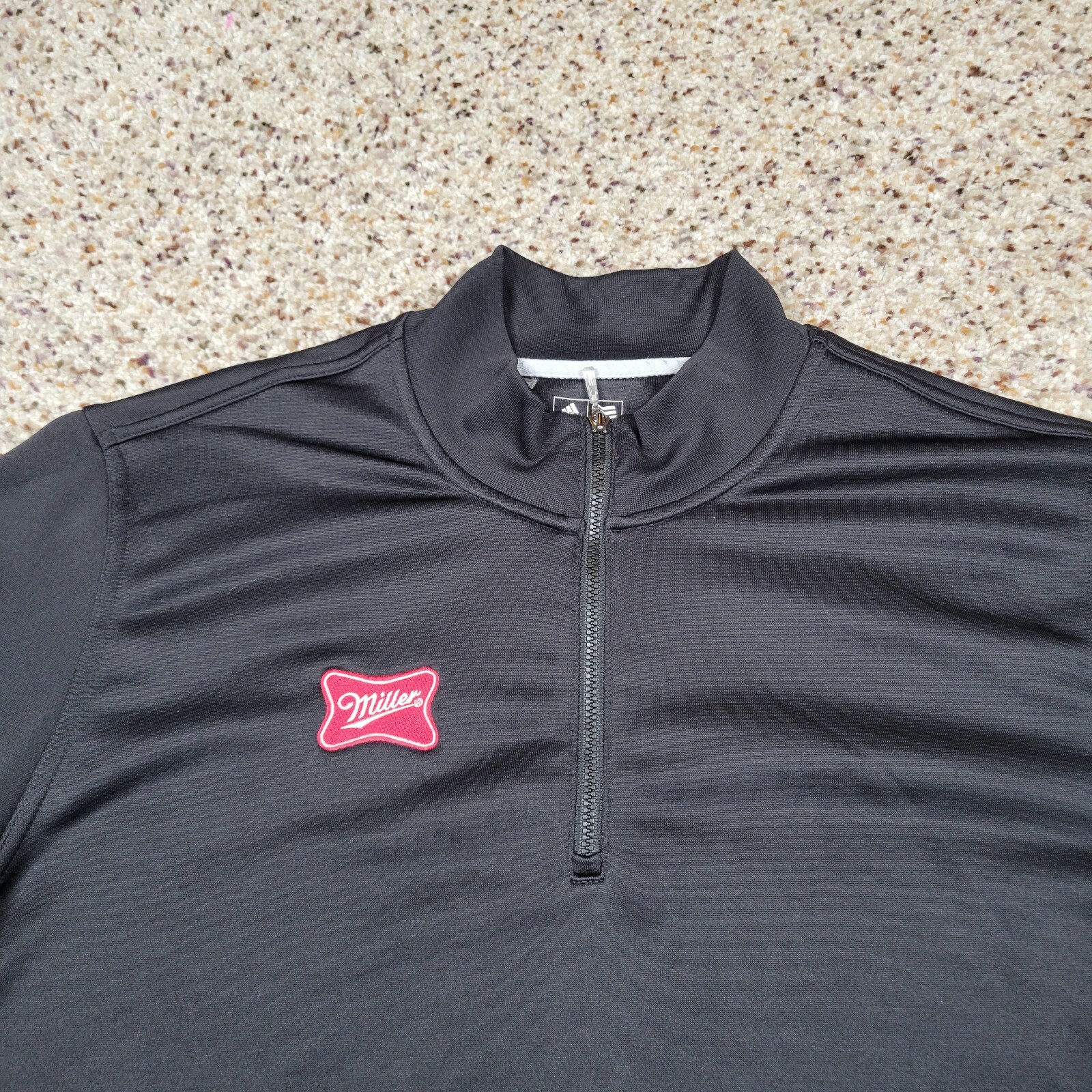 Adidas Shirt Mens Large Black Performance 1/4 Zip Long Sleeve Climalite Golf A3 gallery