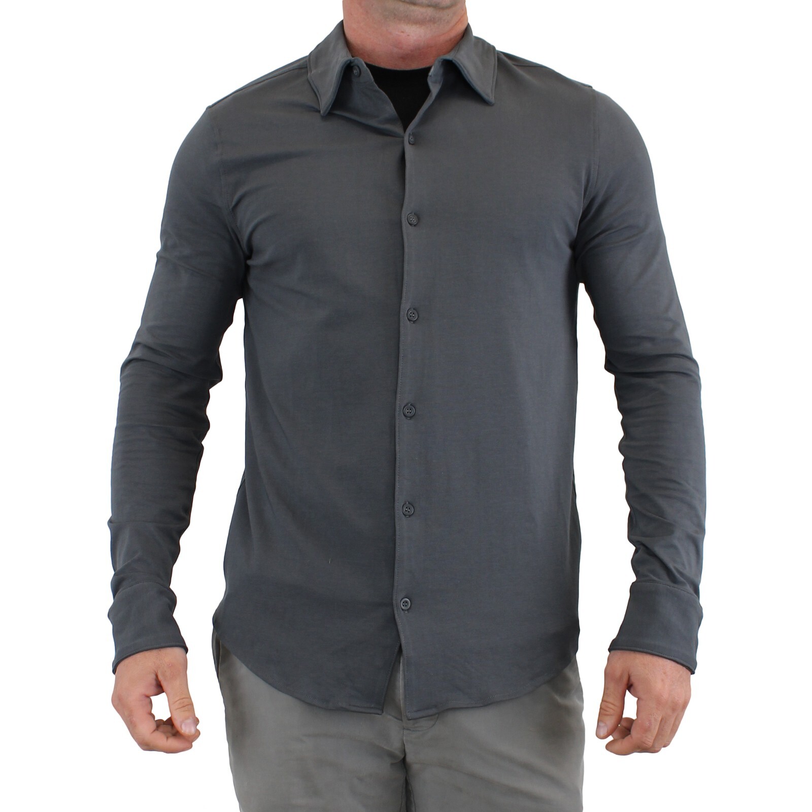 True Classic Men's, Knit Long Sleeve, Slightly Relaxed Fit Collard Shirt gallery