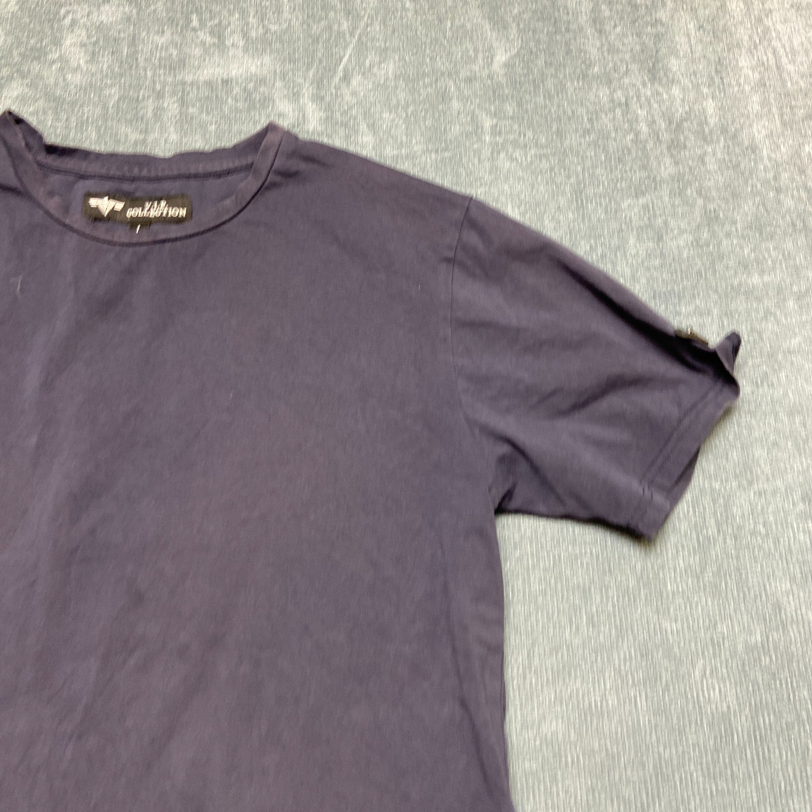 V.I.P. Collection T Shirt Mens Large Navy Blue Stretch Crew Neck Short Sleeve gallery