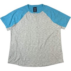 NWT American Eagle Active Flex Raglan Henley Tee Gray Blue Men’s XXL Athleisure