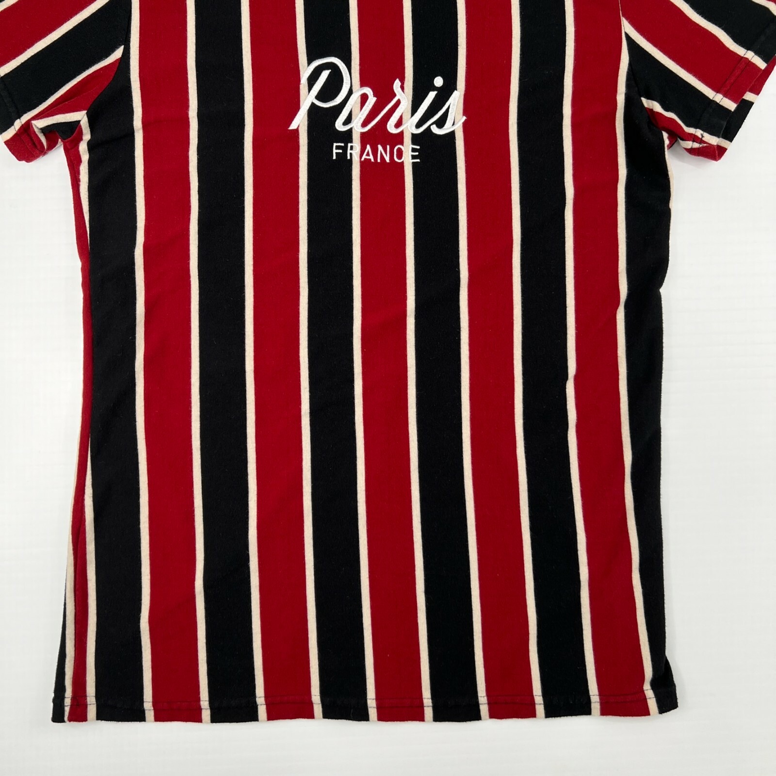 RSQ Collective Shirt Men Large Paris France Spell Stripe Work Party Gym Core Go gallery