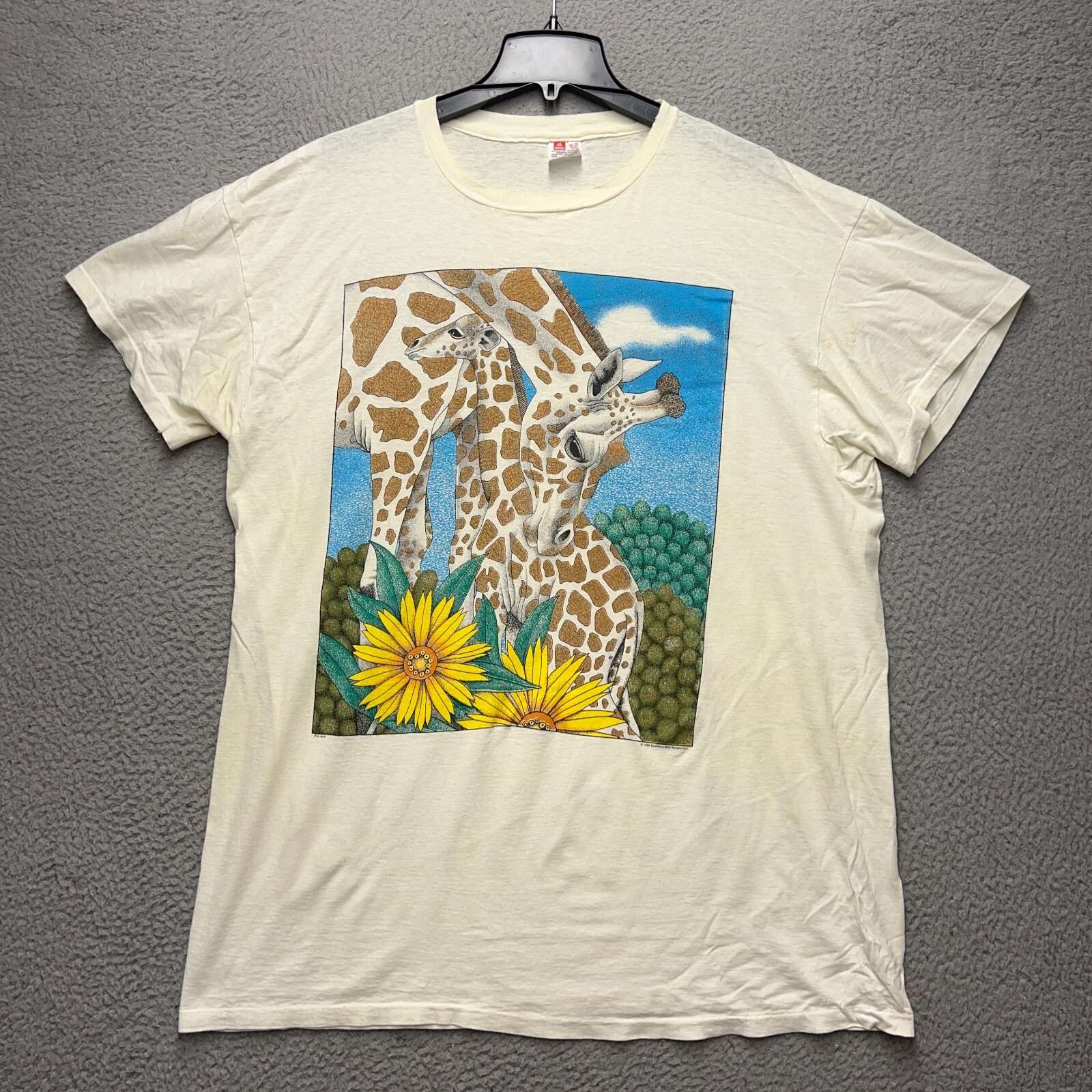 Vintage Giraffes Shirt Mens 3XL White Graphic Print 1995 Southern Silk Screen gallery