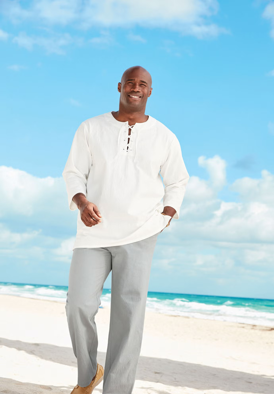 KingSize Men's Big & Tall Gauze Lace-Up Shirt gallery