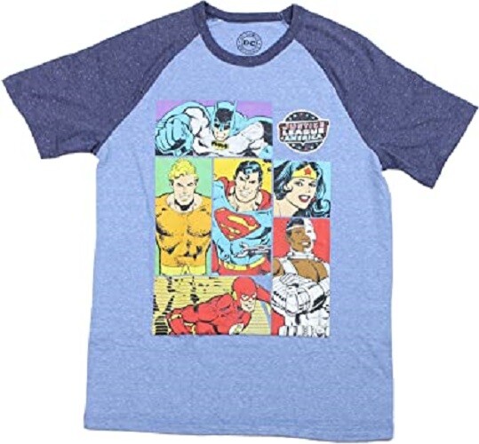 Vintage Style DC Comics Justice League Of America Standard Blue Adult T-Shirt