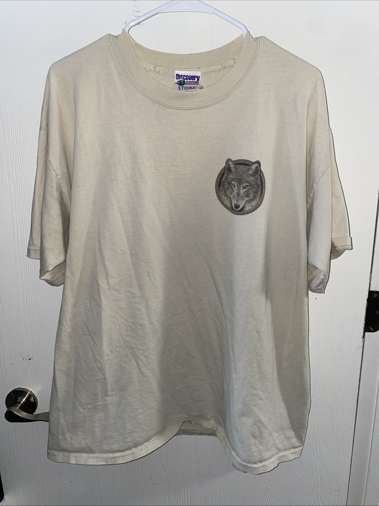 Rare Vintage 90s Discovery Channel Store Wolf Canis Lupus T-shirts and Rare