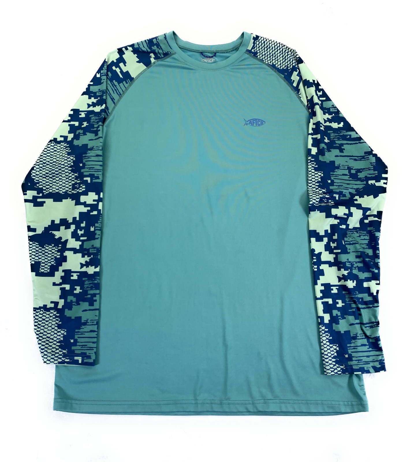 AFTCO Men’s AFTECH Long Sleeve Performance Green Digital Sleeve T-Shirt Large