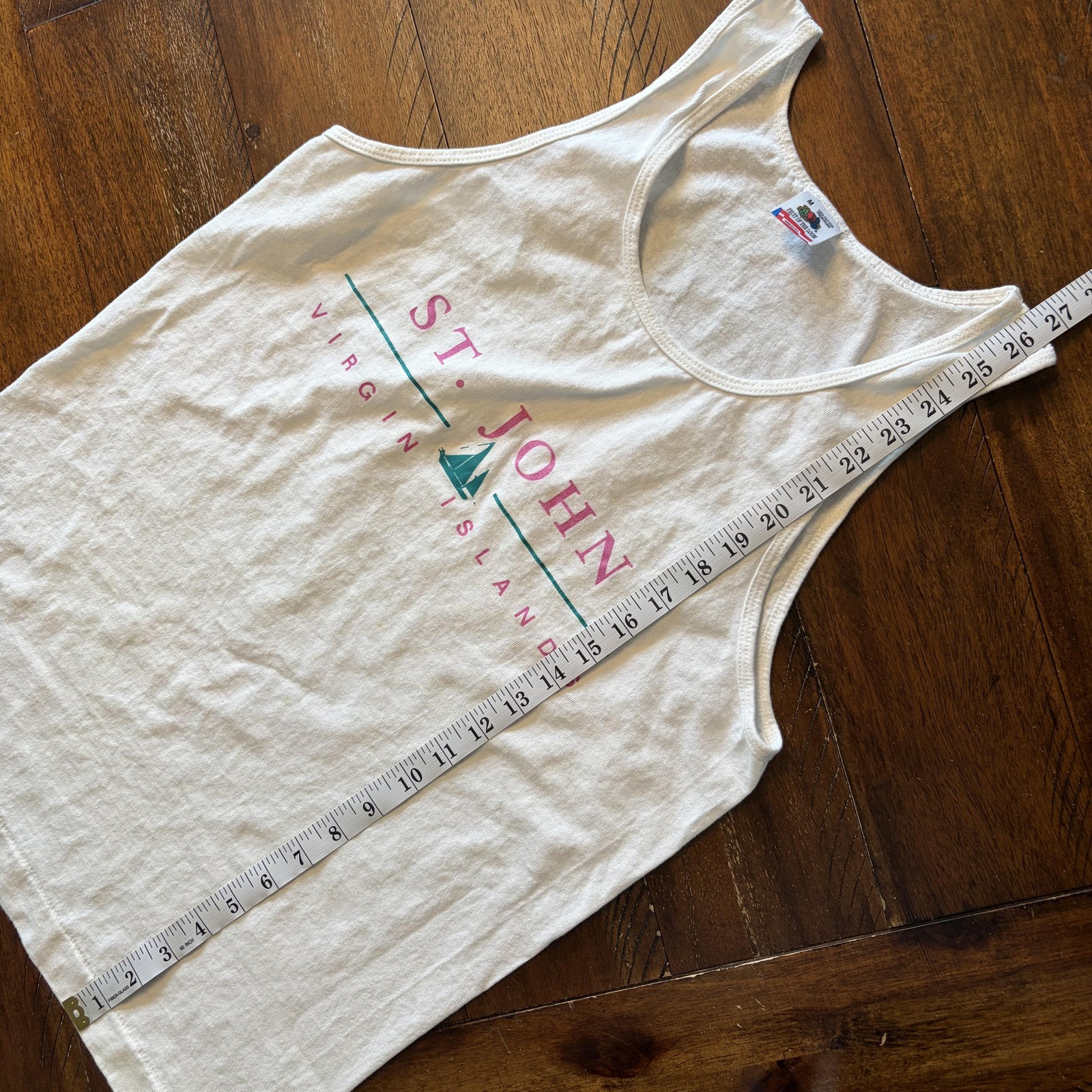 St John Virgin Islands Shirt Mens Medium White Tank Top Fruit Of The Loom Tee gallery