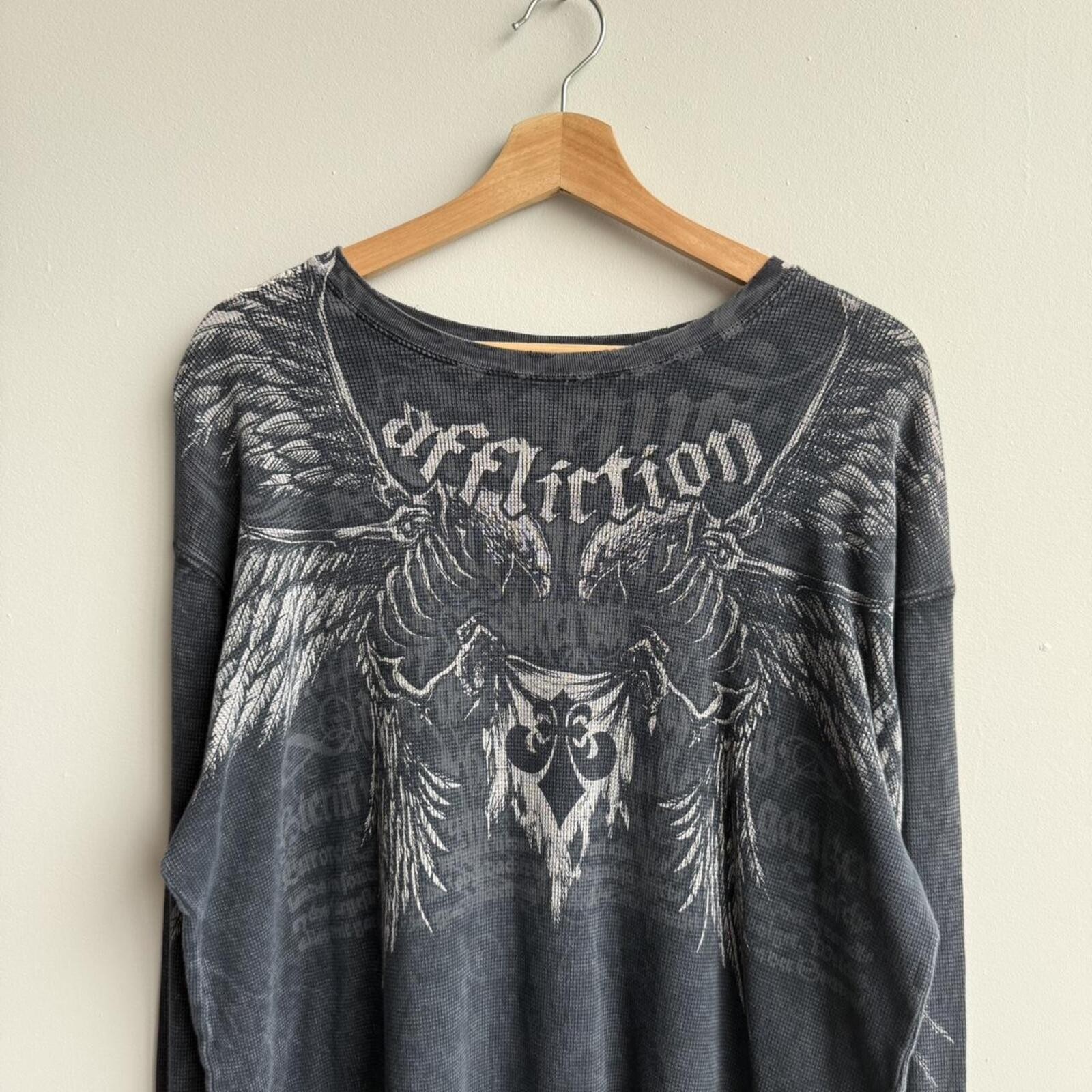 Y2K affliction skeleton wings long sleeve thermal (0371) gallery