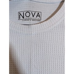 NOVA INDUSTRIES Mens Waffle Knit Longline TShirt White Size Large