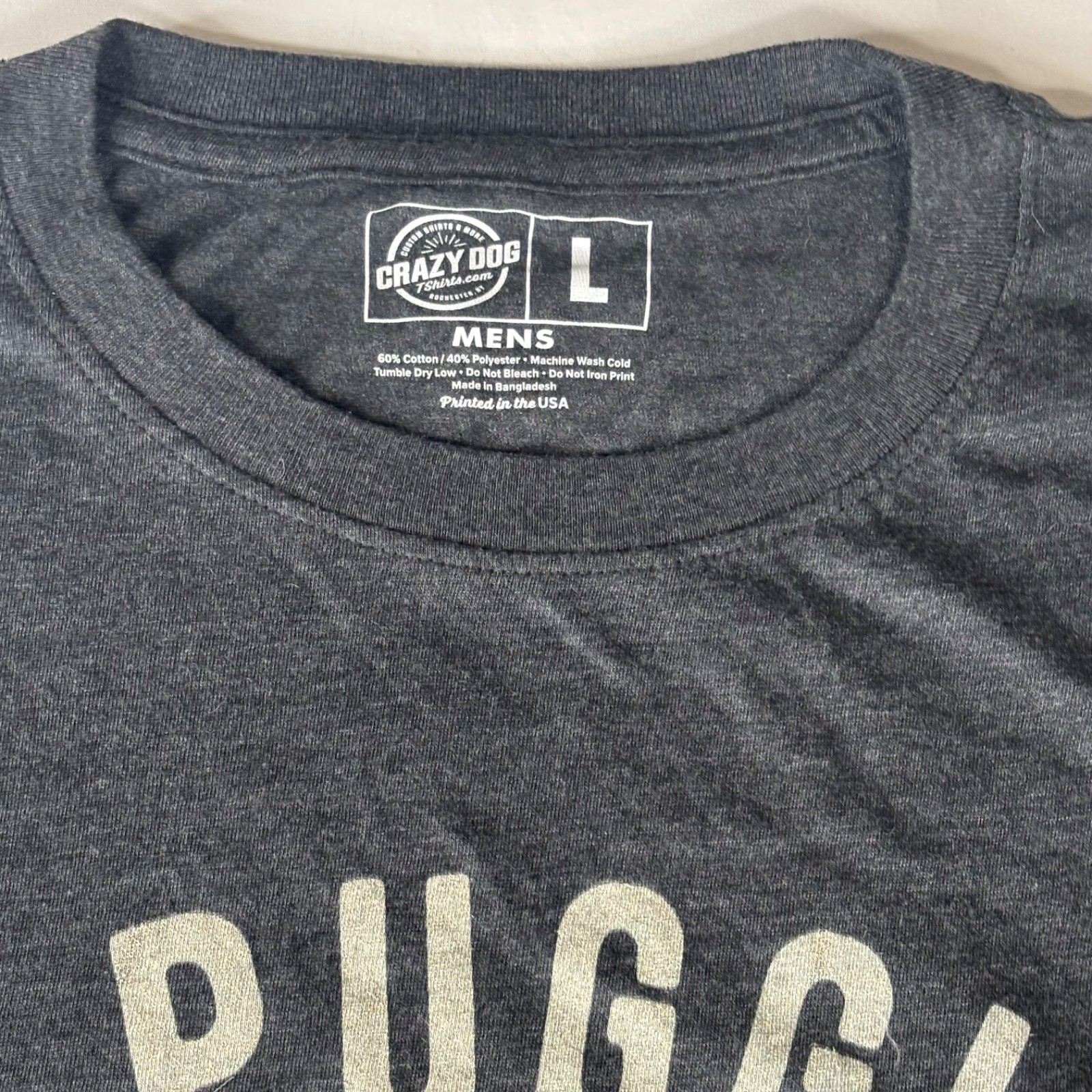 Crazy Dog Puggin Love You Graphic T Shirt Mens Large Funny Pug Dog Tee Gray gallery