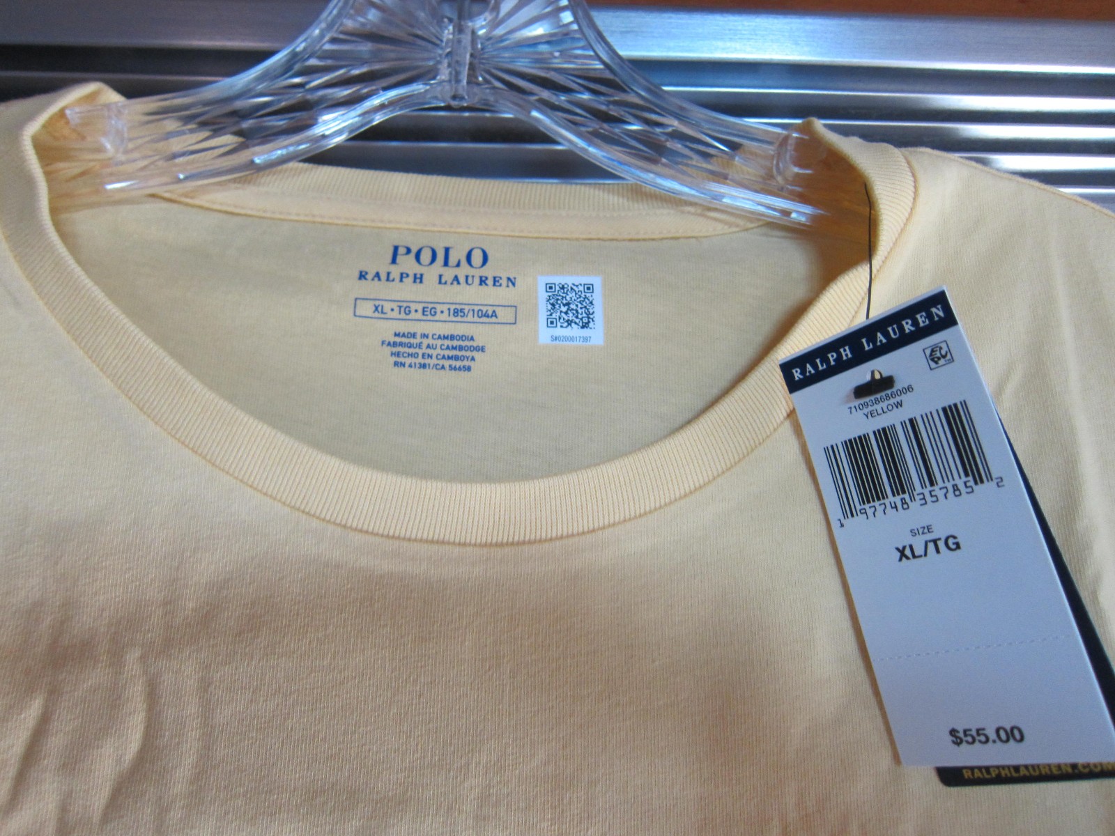 Polo Ralph Lauren T Shirt Size XL Color Pale Yellow NWT gallery