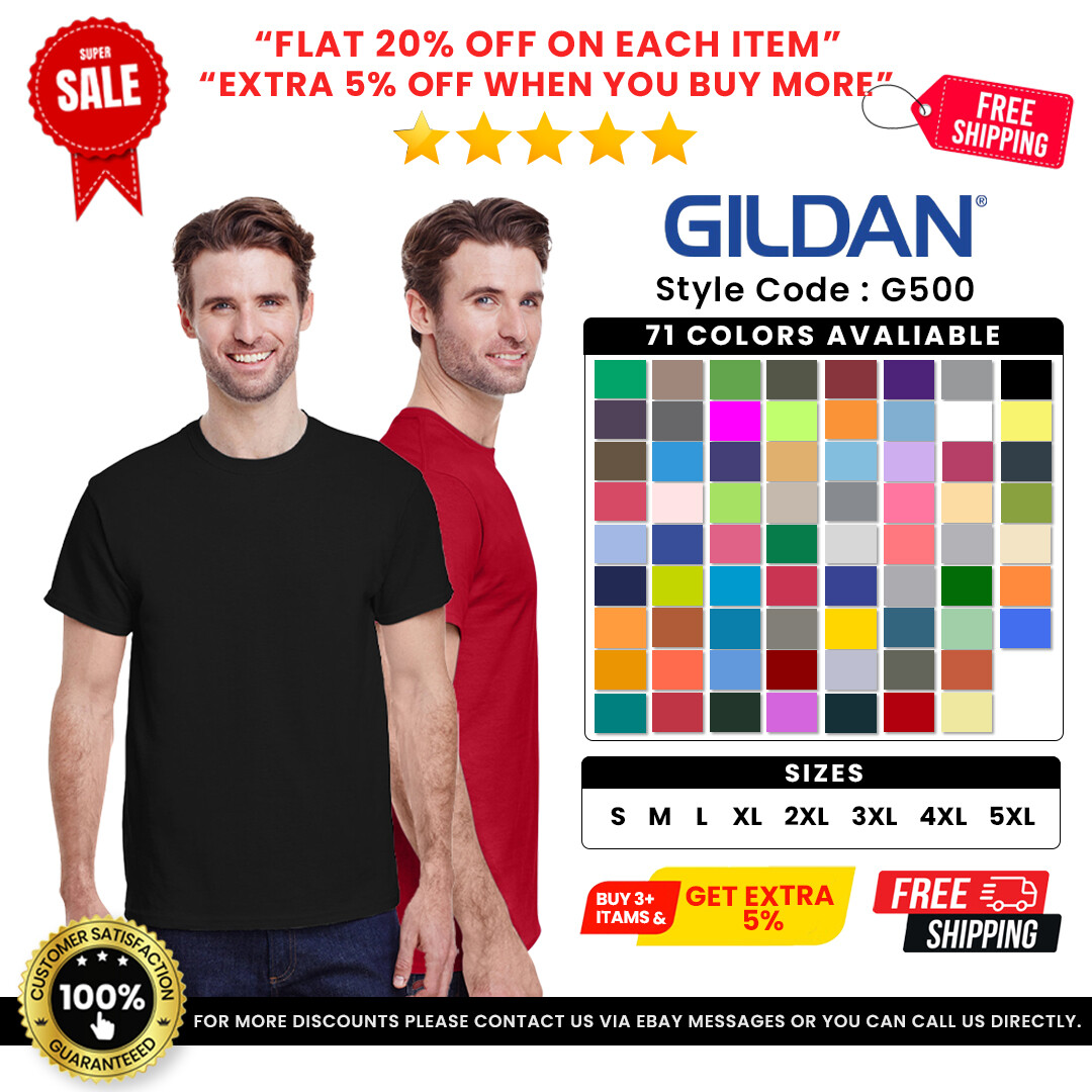 Gildan Mens G500 Heavy Cotton Plain Solid Short Sleeve Casual Blank T-Shirt gallery