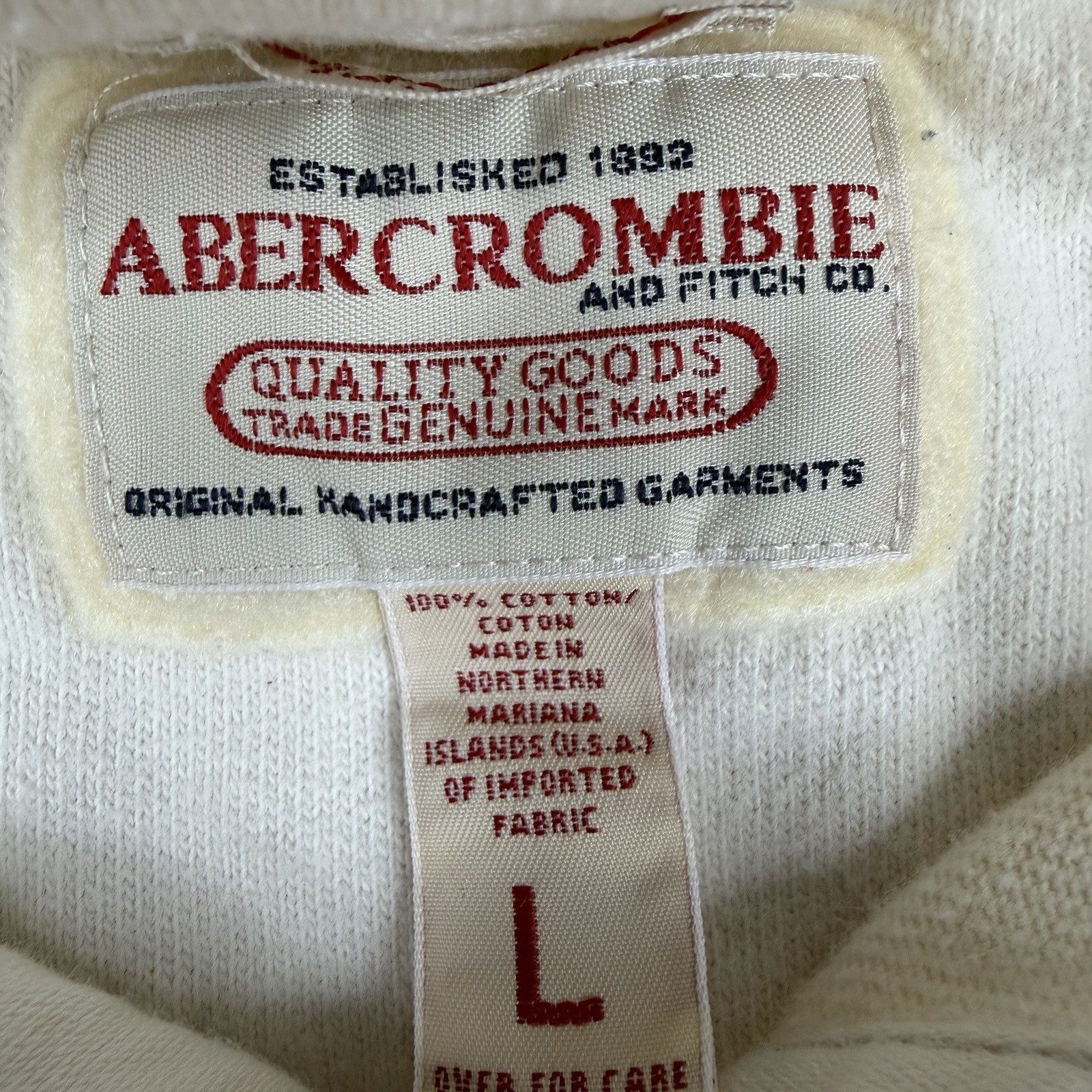 Vintage Abercrombie & Fitch Muscle fit Henley Thermal Cream Logo Y2K Preppy L gallery