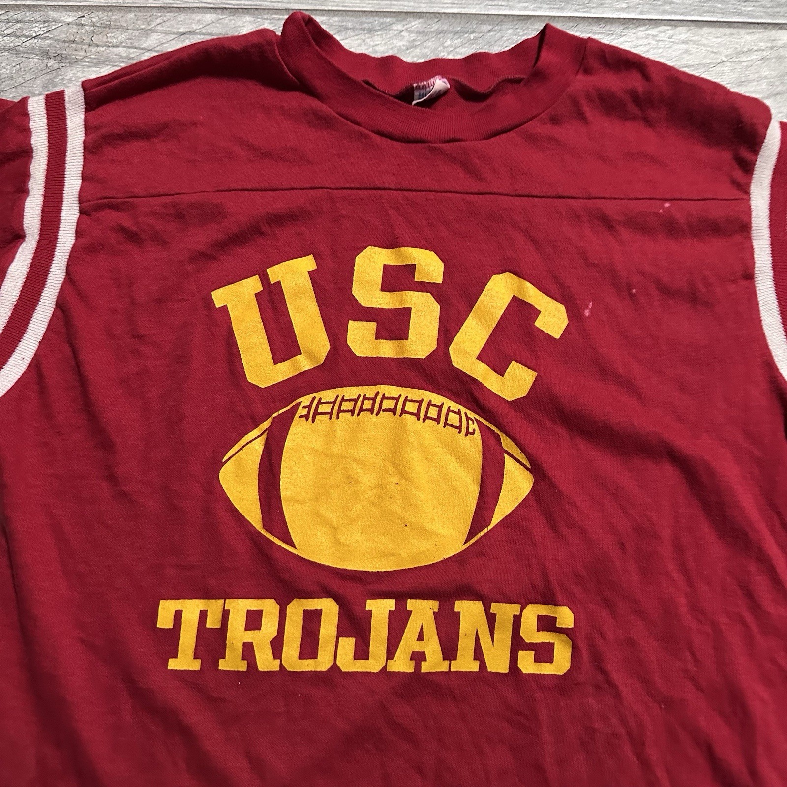 True Vintage 70s USC Trojans Football Raglan Red Shirt Men’s Large gallery