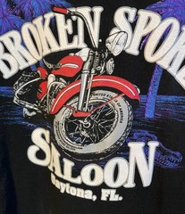 Vintage BROKEN SPOKE SALOON Single Stitch Bike Week motorcycle L Daytona 90s GUC