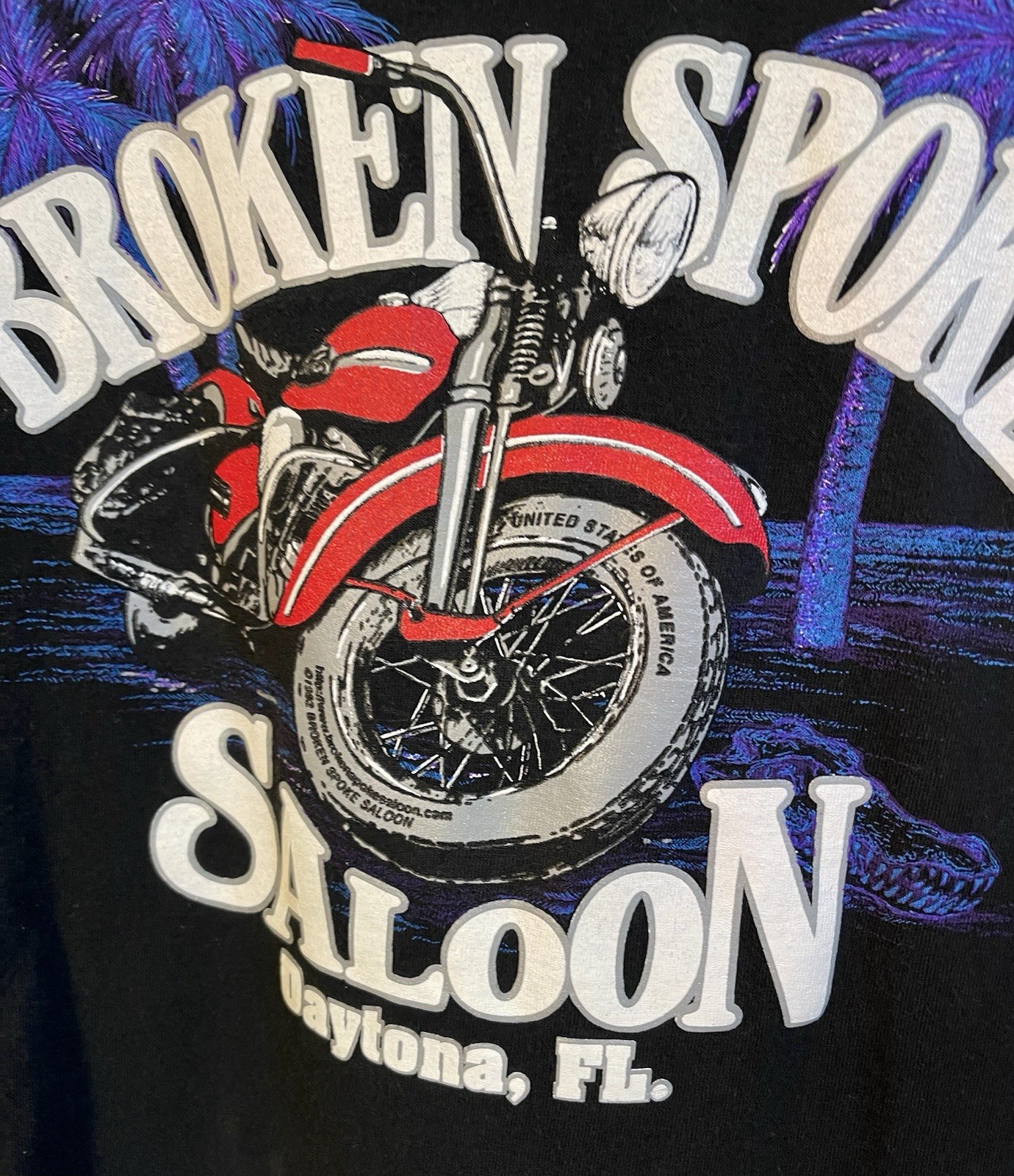 Vintage BROKEN SPOKE SALOON Single Stitch Bike Week motorcycle L Daytona 90s GUC gallery