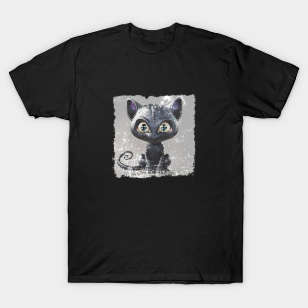 Vintage Black Alien Kitty T-Shirt Y2K Grunge Aesthetic Graphic Tee Goth Cat