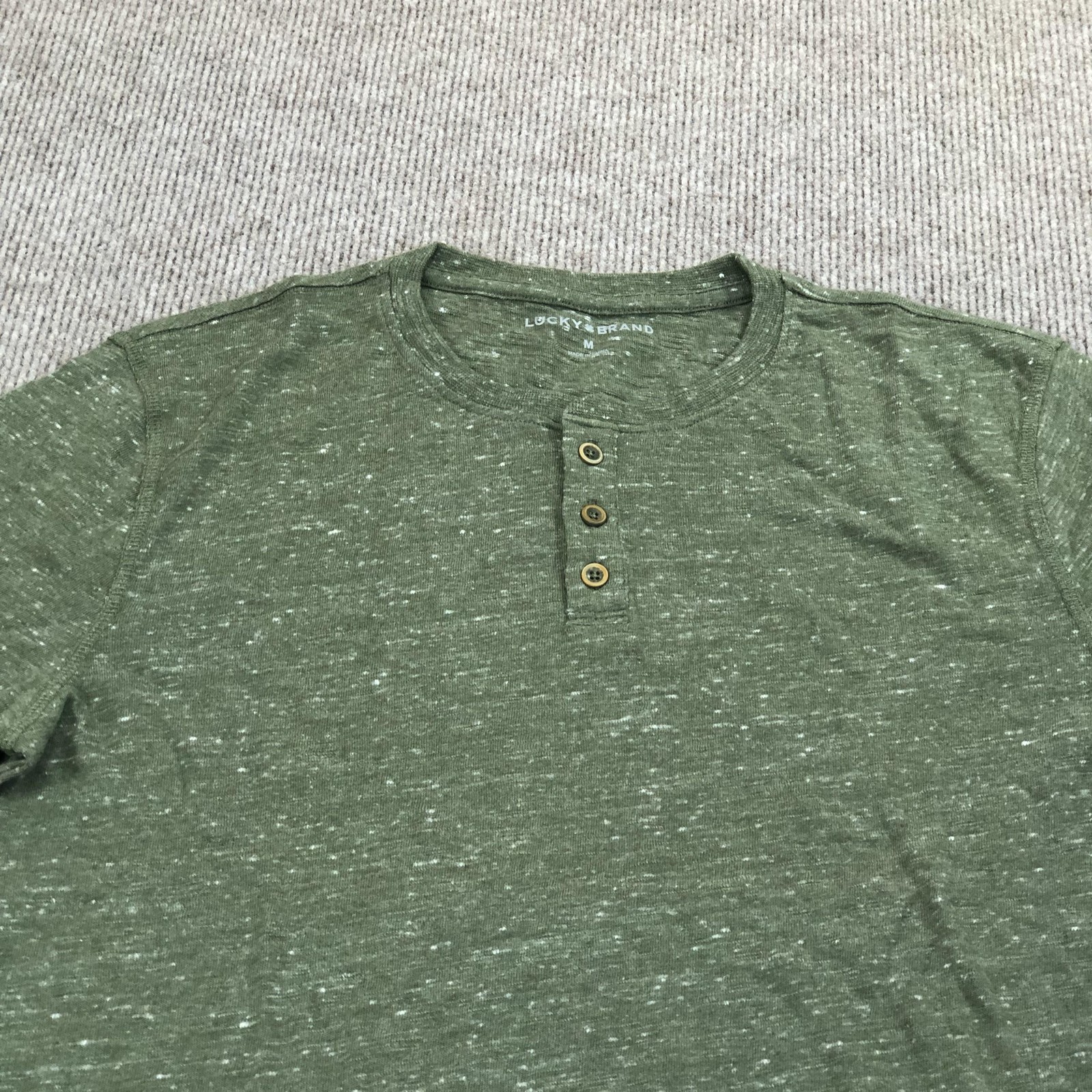 Lucky Brand Shirt Mens Medium Green Linen Henley Tee Tagless Jersey Lightweight gallery