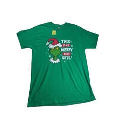 The Grinch This is As Merry As It Gets Christmas T Shirt Green Gildan Sz Medium
