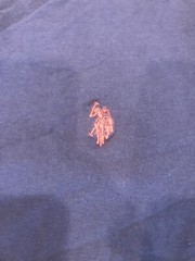 US Polo Clean Simple Style Logo Blue and Red Logo Mens Medium V-Neck T Shirt